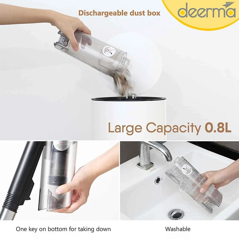 گنجایش مخزن 800 میلی متری و شستشوی آسان و راحت محفظه جاروبرقی درما DX600